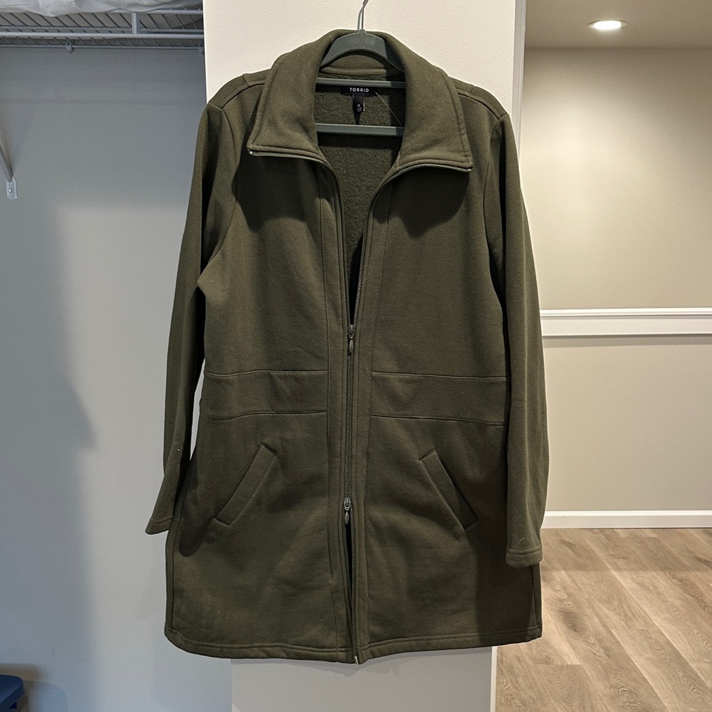 Torrid Olive Green Sweatshirt Coat